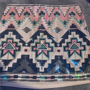 Express Multicolor Sequin Mini Skirt